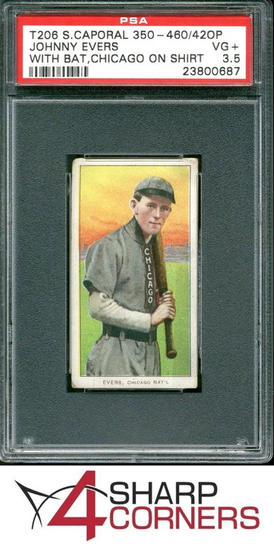 1909 T206 SWEET CAPORAL 350-460/42OP JOHNNY EVERS W/ BAT CHICAGO POP 2 PSA 3.5