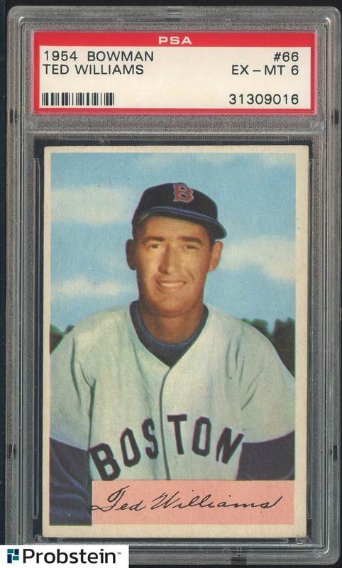 1954 Bowman #66 Ted Williams Boston Red Sox HOF PSA 6 EX-MT " THE RARITY "