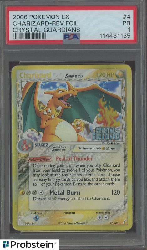 2006 Pokemon EX Crysttal Guardians #4 Charizard Reverse Foil PSA 1 PR