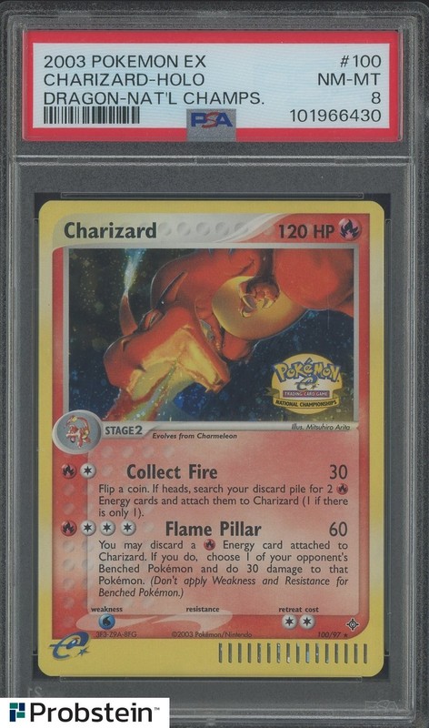 2003 Pokemon Ex Dragon Natl Champs #100 Charizard Holo PSA 8 NM-MT