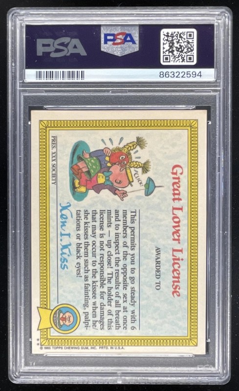 1985 Topps Garbage Pail Kids Stickers #14b Jason Basin PSA 9 view 2
