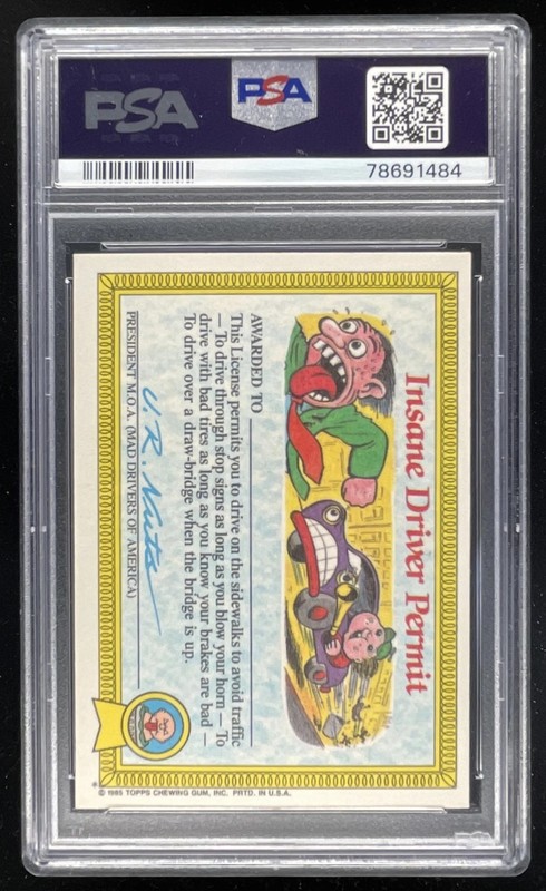 1985 Topps Garbage Pail Kids Stickers #18a Cranky Frankie PSA 9 view 2