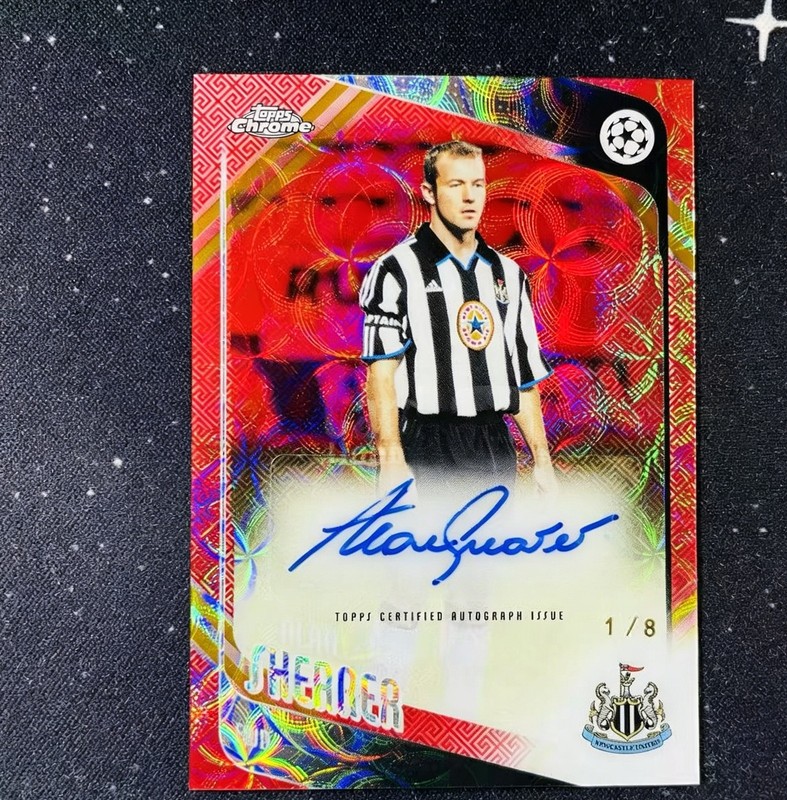 1/8≈1/1 2025-26 Topps Chrome UEFA Alan Shearer Auto Red Hongbao