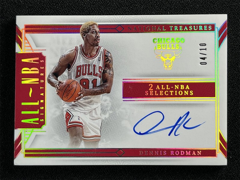 2023-24 Panini National Treasures Dennis Rodman Gold All-NBA Signatures Auto /10