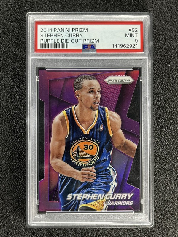 2014-15 Panini Prizm Stephen Curry #92 Purple Prizm Die Cut /199 PSA 9 MINT