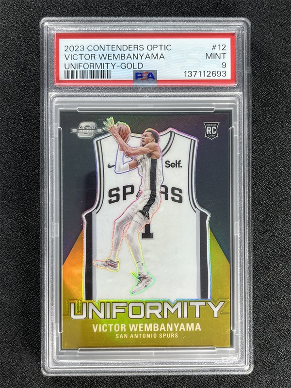 2023-24 Contenders Optic Victor Wembanyama #12 Uniformity RC Gold /10 PSA 9 MINT