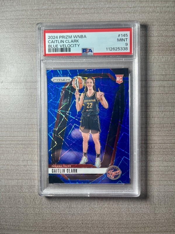 2024 Panini Prizm WNBA - Caitlin Clark #145 Blue Velocity Prizm (RC) PSA 9