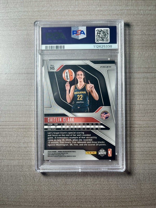 2024 Panini Prizm WNBA - Caitlin Clark #145 Blue Velocity Prizm (RC) PSA 9 view 2