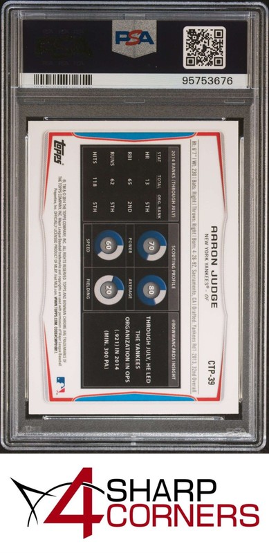2014 BOWMAN DRAFT PICKS TOP PROSPECTS CHROME REFRACTOR AARON JUDGE RC PSA 9 view 2