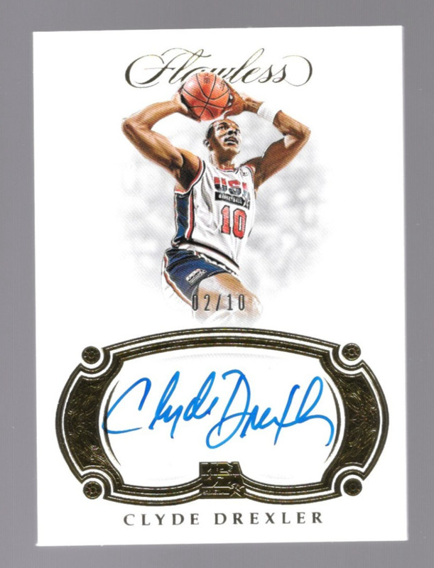 2018-19 Panini Flawless USA Basketball Clyde Drexler #US-CDX Gold /10 Auto