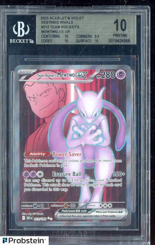 2025 Pokemon Destined Rivals #213 Team Rocket's Mewtwo ex BGS 10 PRISTINE