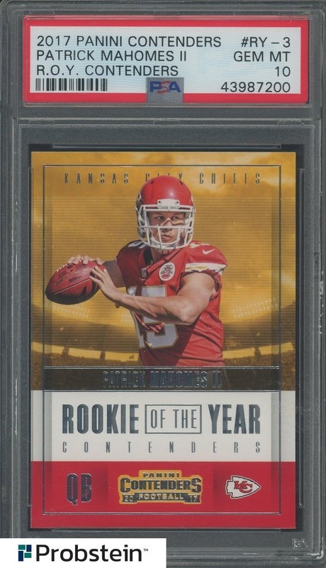 2017 Panini Contenders ROY #RY3 Patrick Mahomes II Chiefs RC Rookie PSA 10