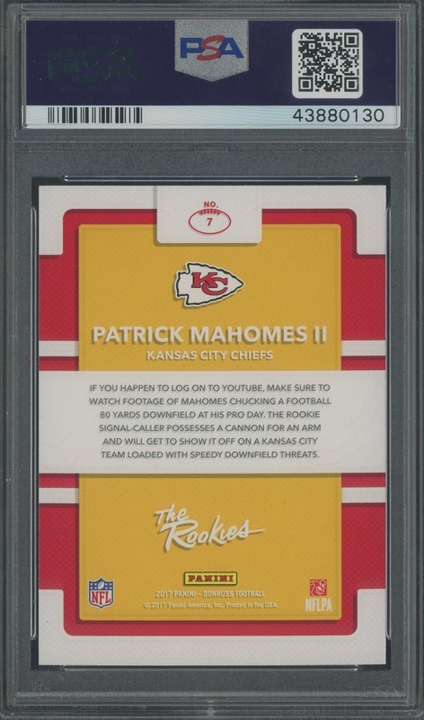 2017 Donruss The Rookies #7 Patrick Mahomes II Chiefs RC Rookie PSA 10 view 2