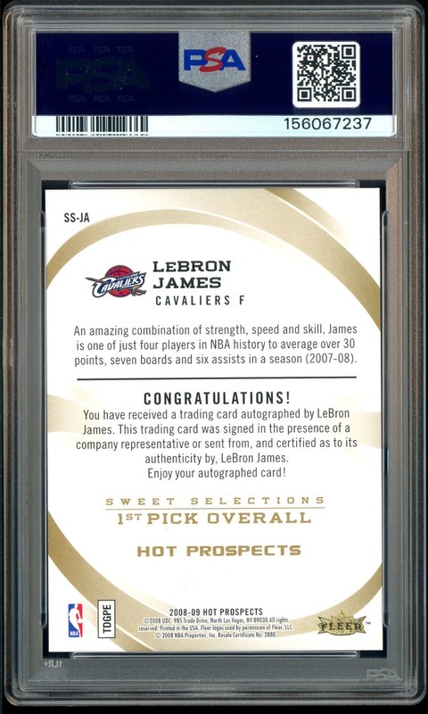2008 Fleer Hot Prospects Sweet Selections LeBron James /25 PSA 9 PSA/DNA 10 AUTO view 2