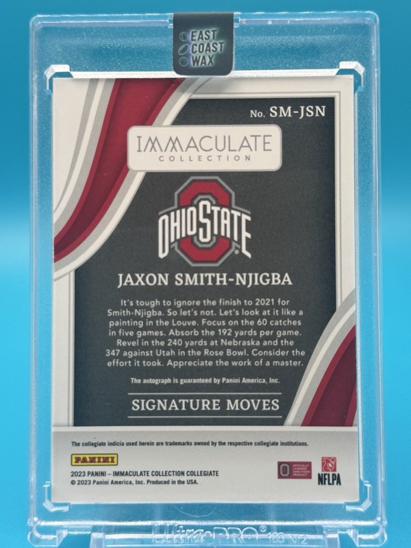 Jaxon Smith-Njigba RC Auto 2023 Immaculate Collegiate Signature Moves Auto 51/99 view 2