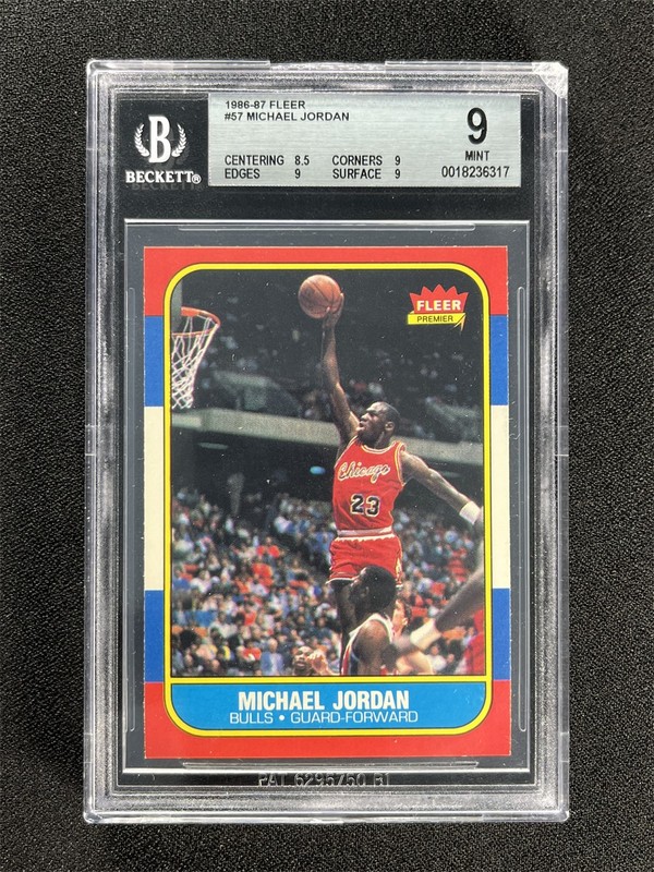 1986-87 Fleer Basketball Michael Jordan #57 RC Rookie Bulls BGS 9 MINT