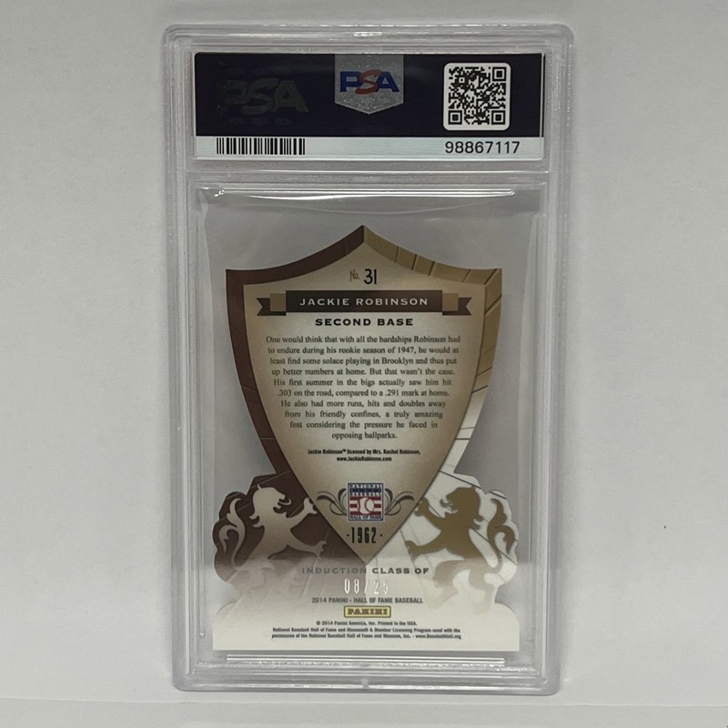 2014 PANINI HOF 75TH ANV CRUSADES ORANGE DIE-CUT  #31 JACKIE ROBINSON /25 PSA 9 view 2