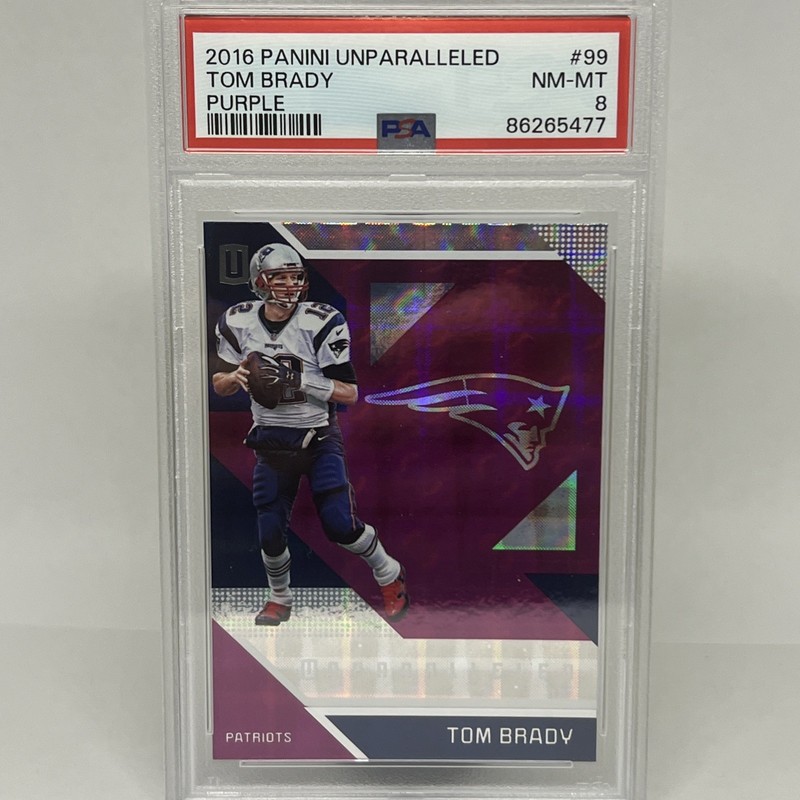 2016 Panini Unparalleled Tom Brady Purple Prizm PSA 8