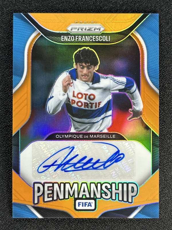 1/25 ≈1/1 ! 2025-26 Panini Prizm FIFA Enzo Francescoli Orange Penmanship Auto view 1