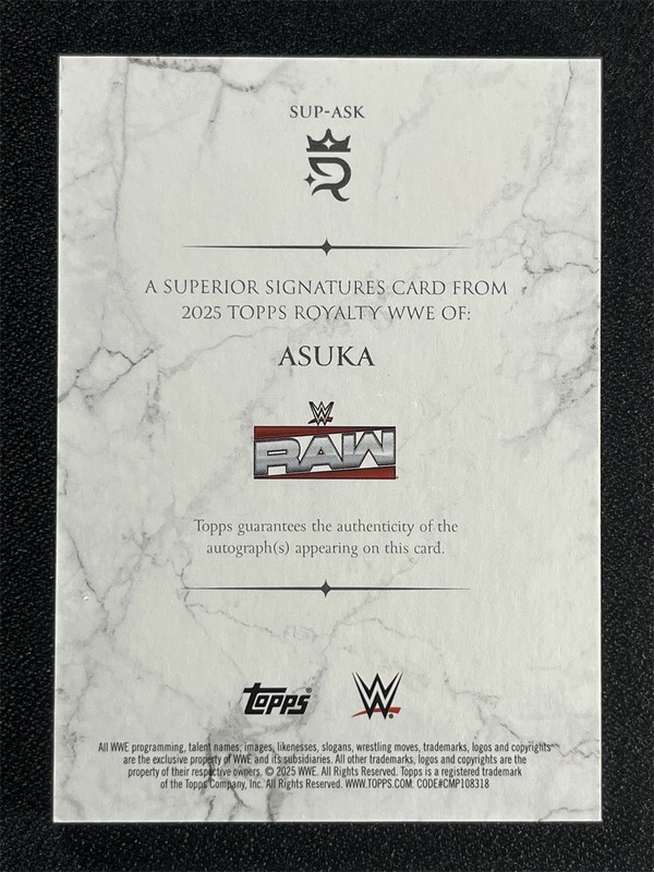 2025 Topps Royalty WWE Asuka #SUP-ASK Superior Signatures Auto RAW /99 view 2
