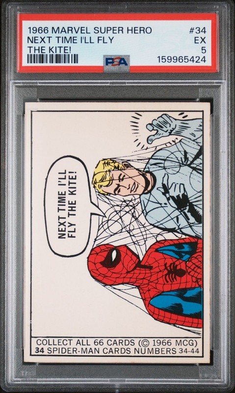 1966 Donruss Marvel Super Heroes #34 SPIDER-MAN Key 1st App ROOKIE CARD - PSA 5