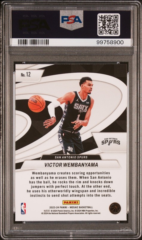 2023 Mosaic Victor Wembanyama Give and Go Rookie Card Spurs Gem MT PSA 10 view 2