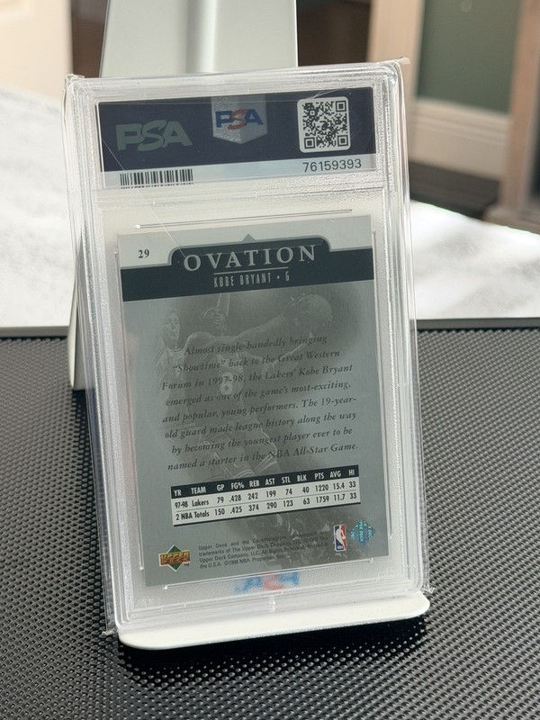 1998 UD OVATION #29 KOBE BRYANT LAKERS HOF PSA 8 view 2