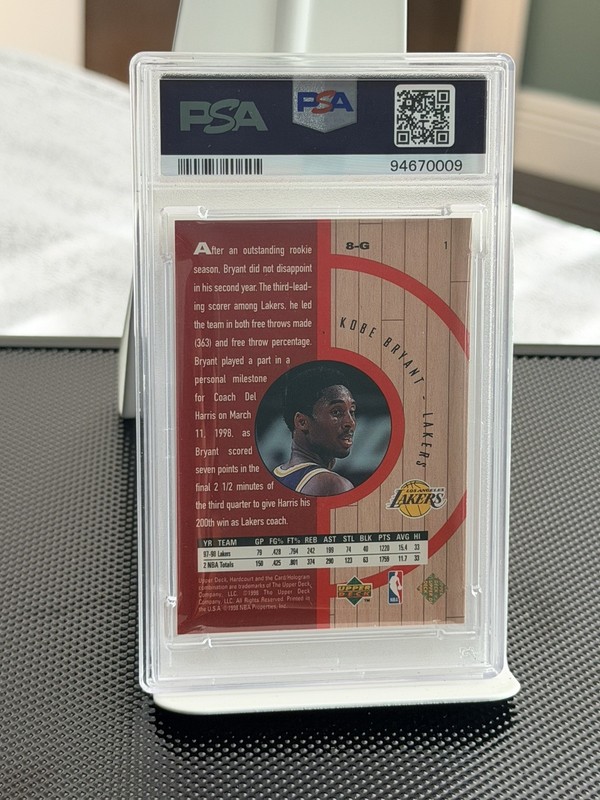 1998-99 Upper Deck Hardcourt Kobe Bryant #1 Lakers PSA 8 HOF view 2