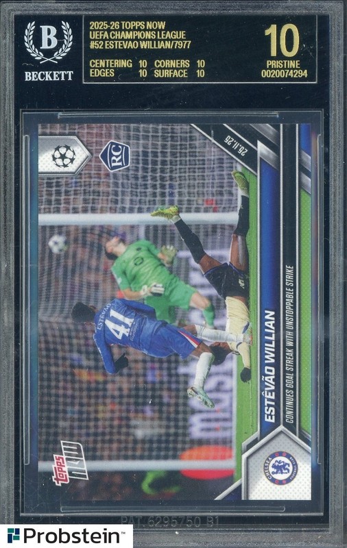 2025-26 Topps Now UCL Soccer #52 Estevao Willian RC Rookie BGS 10 BLACK LABEL