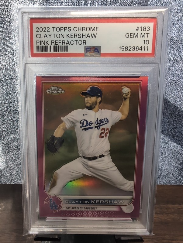 2022 Topps Chrome - Clayton Kershaw - #183 - Pink Refractor - PSA 10