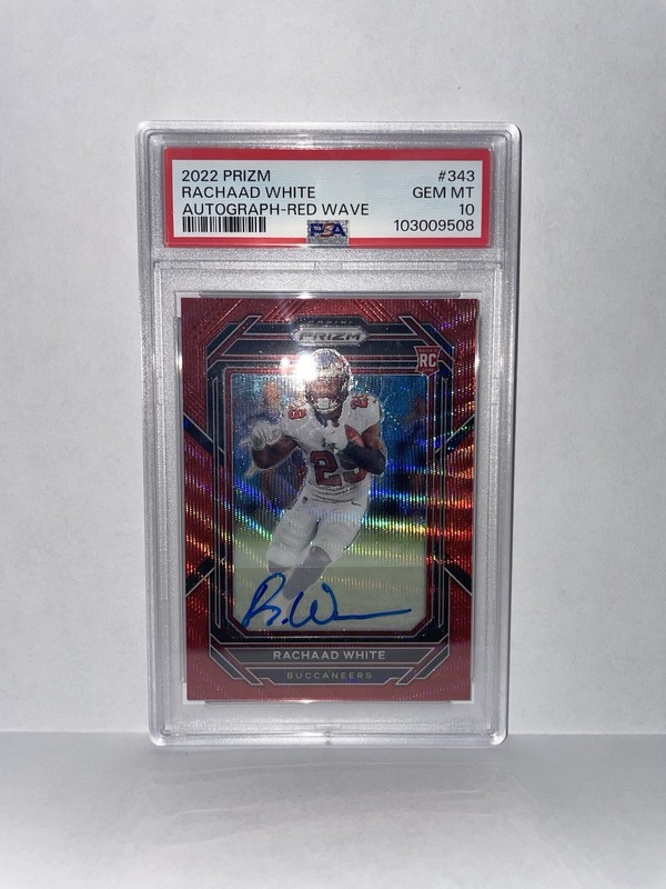 Rachaad White Rookie Autograph Red Wave PSA 10 Gem Mint 079/149 NFL Prizm 