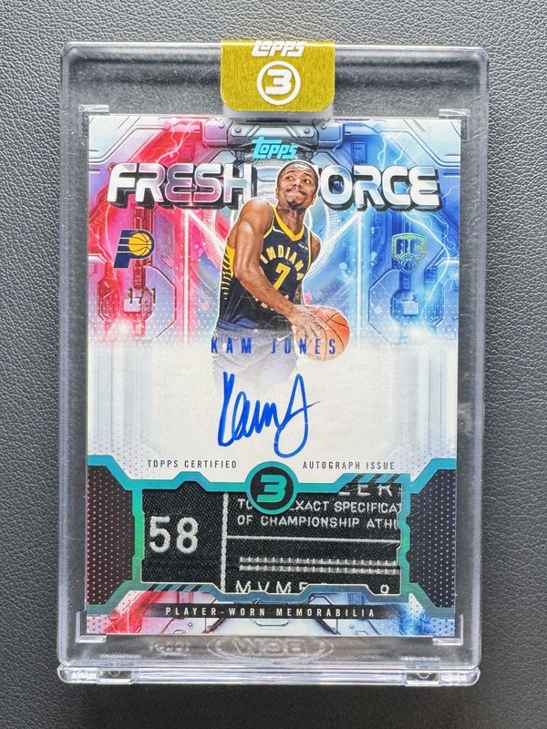 2025-26 Topps Three 3 Kam Jones Fresh Force Rookie Platinum Tag Patch Auto 1/1