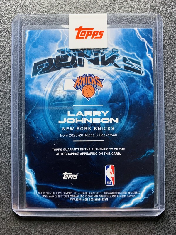 2025-26 Topps Three 3 Larry Johnson Thunder Dunks ThunderDunks Auto 01/15≈1/1 view 2