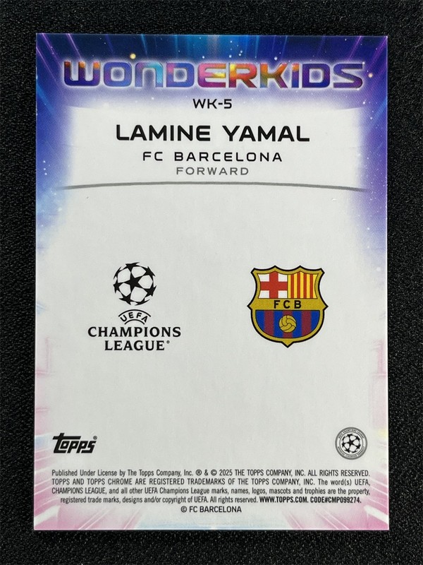 2025 Topps Chrome Japan Lamine Yamal #WK-5 Gold Mojo Refractor Wonderkids /50 view 2
