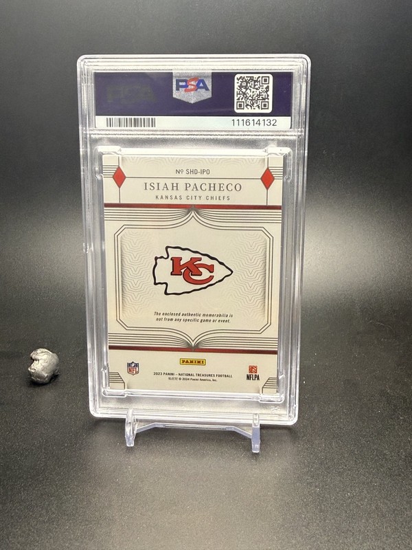 2023 Panini National Treasures NFL Shield 1/1 #SHD-IPO  Isiah Pacheco PSA 8 view 2