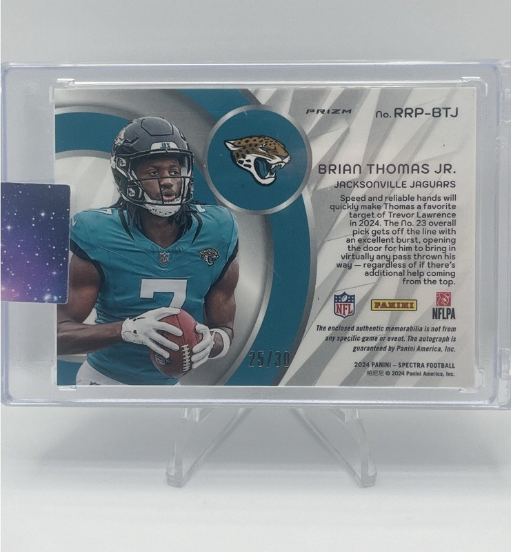 2024 Panini Spectra Brian Thomas Jr. Radiant Rookie Patch Auto 25/30 view 2