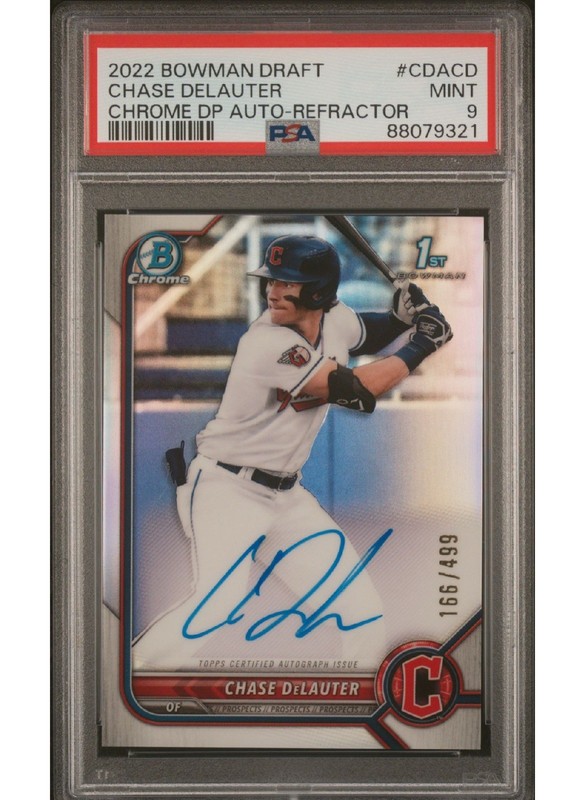 2022 Bowman Draft - PSA 9 Chase DeLauter Chrome Draft Pick Autographs #CDA-CD