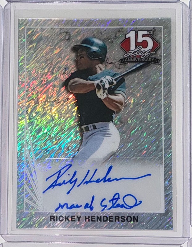 2025 Leaf 15th Anniversary Rickey Henderson Auto Autograph Shimmer Silver #d 1/1