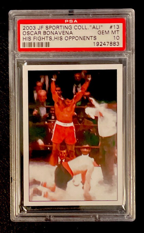 2003 JF SPORTING COLLECTIBLES #13 MUHAMMAD ALI VS OSCAR BONAVENA PSA 10 GEM MINT