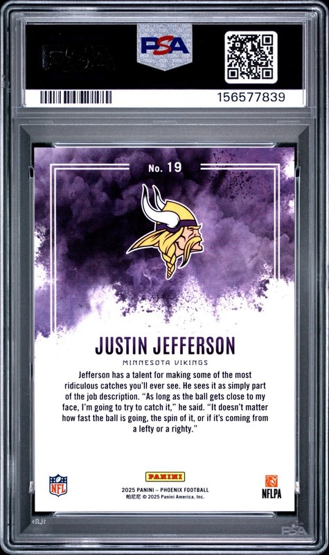 Justin Jefferson 2025 Phoenix Color Blast PSA 10 FREE SHIPPING view 2