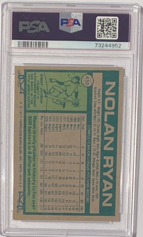 1977 Topps Nolan Ryan #650 Angels PSA 5, HOF, Best Ever! view 2