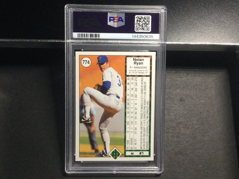 1989 Upper Deck #774 Nolan Ryan Baseball Card PSA 8 Near Mint-Mint view 2