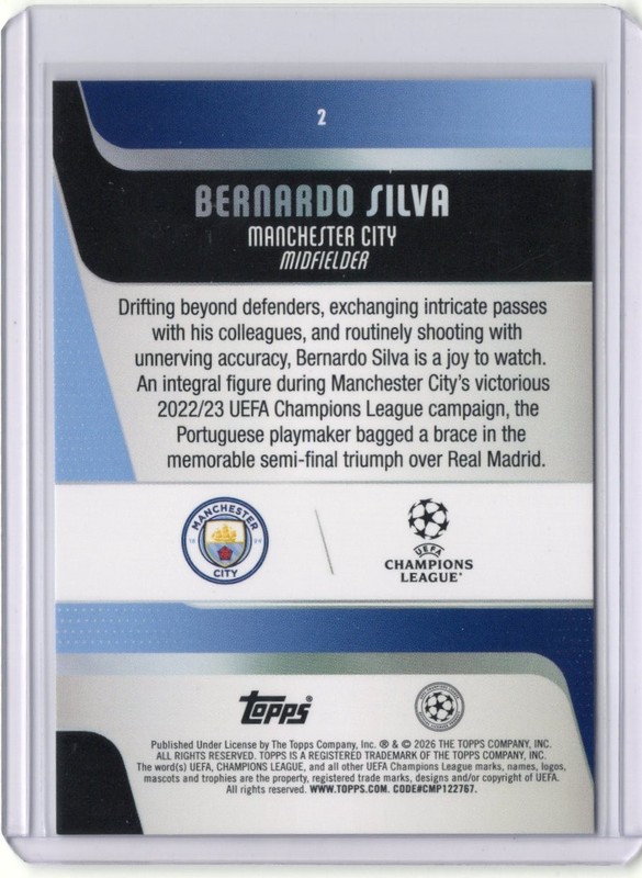 2025-26 Topps UEFA BERNARDO SILVA  Manchester City #2 Umbrellas SSP /10 view 2