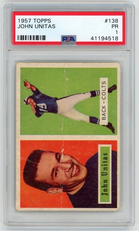 1957 Topps #138 Johnny Unitas RC PSA 1 POOR