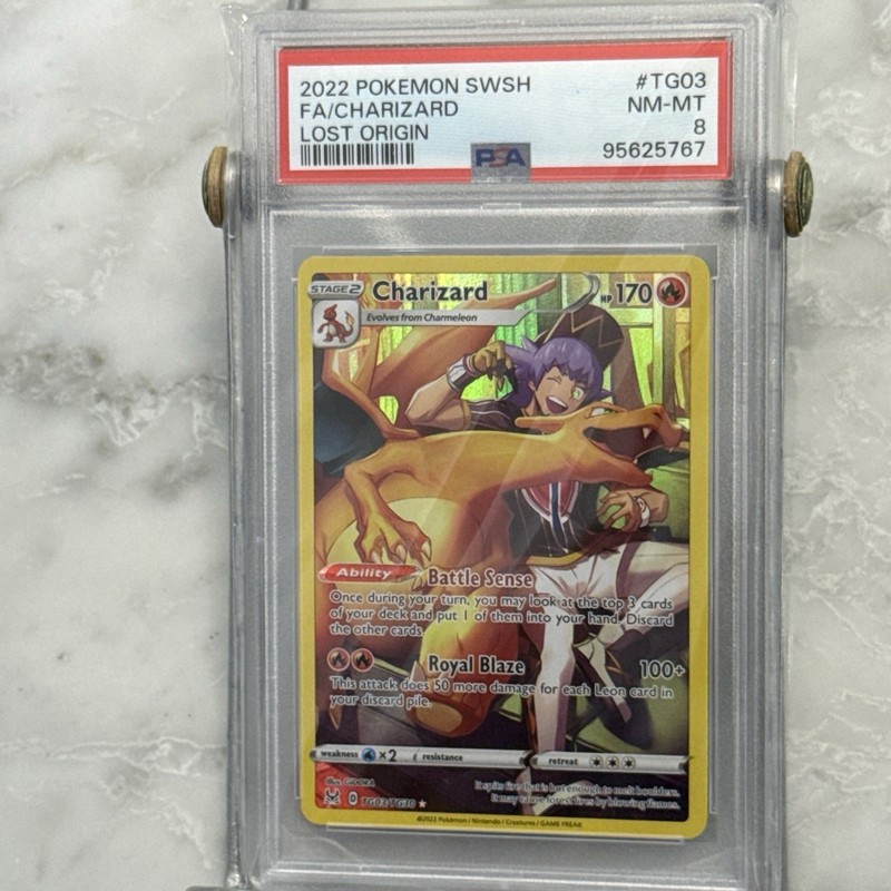 2022 Pokemon SWSH Lost Origin #TG03 FA/Charizard PSA 8 NM-MT