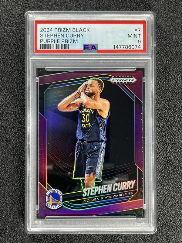 2024-25 Panini Prizm Black Stephen Curry #7 Night Purple Warriors /99 PSA 9 MINT