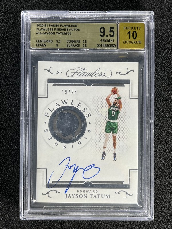 2020-21 Panini Flawless Finishes Jayson Tatum Auto /25 BGS 9.5 Gem Mint 10 Auto