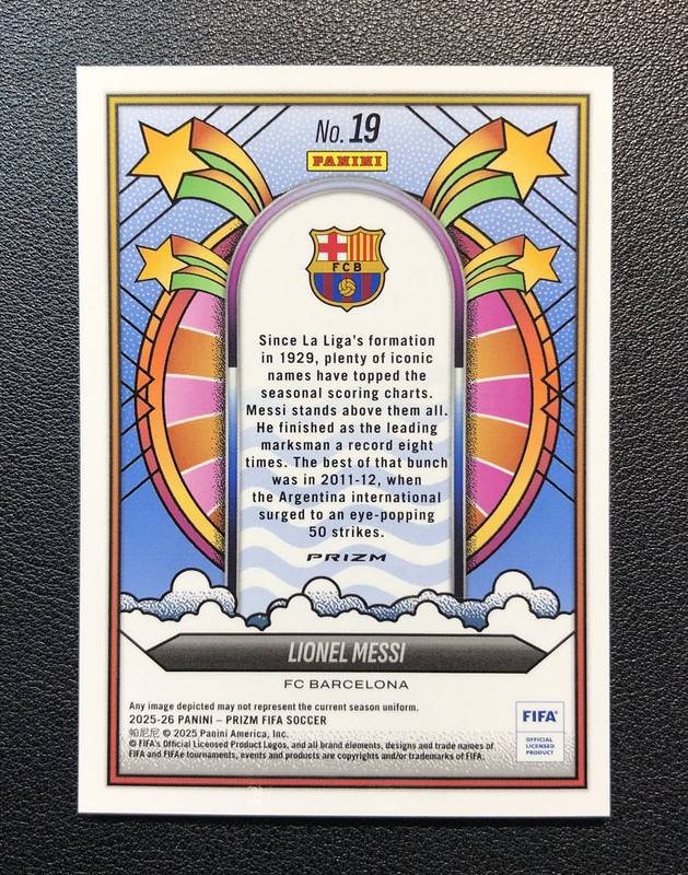 2025-26 Panini Prizm FIFA Lionel Messi #19 Groovy Prizm Barcelona Case Hit SSP view 2