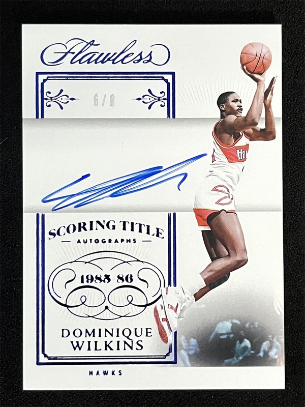 2023-24 Panini Flawless Dominique Wilkins Sapphire Scoring Title Auto Hawks /8