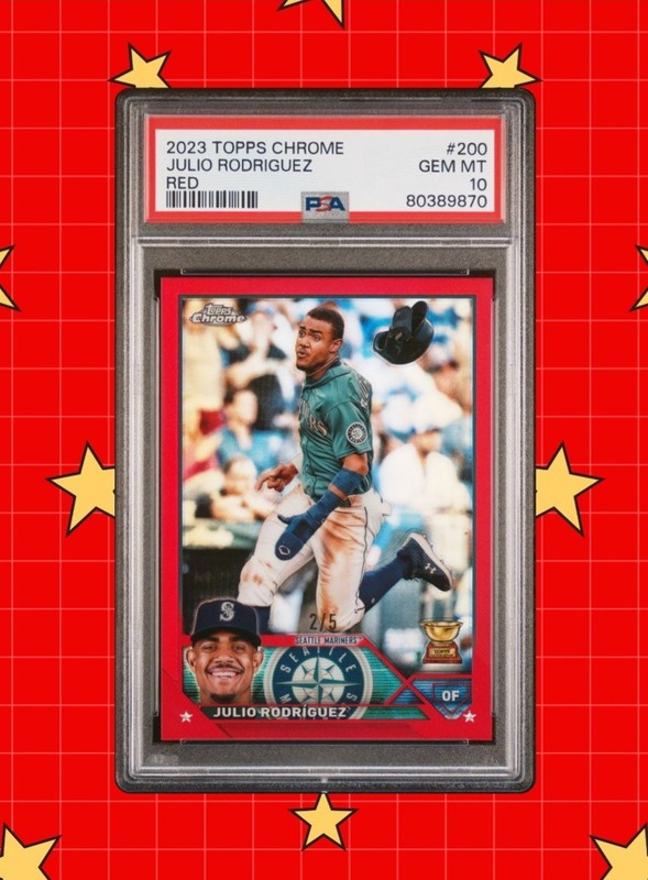 Julio Rodriguez PSA 10 Red Refractor /5 POP 1- 2023 Topps Chrome